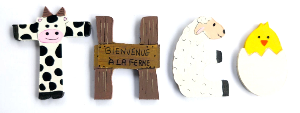 Lettre en bois la ferme T vache