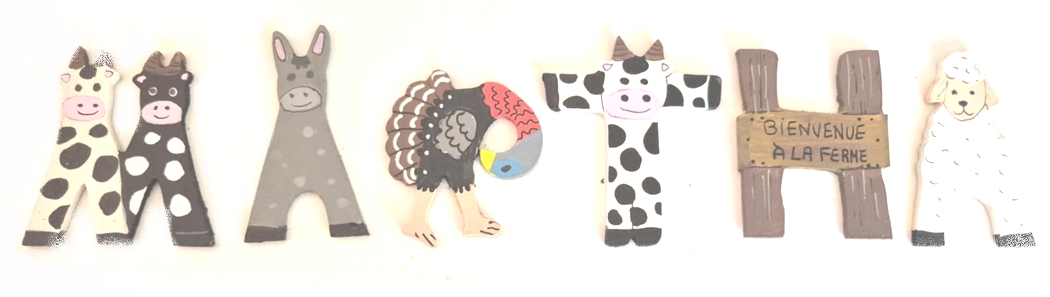 Lettre en bois la ferme T vache