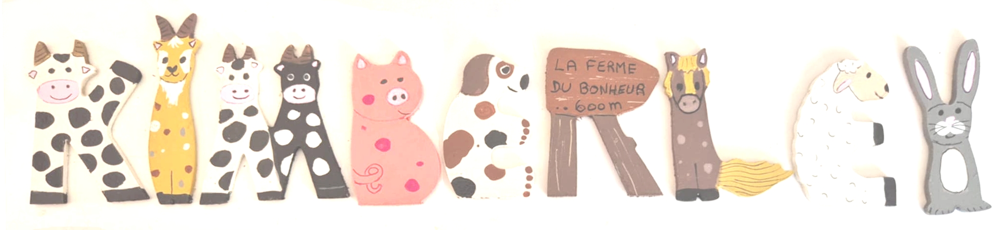 Lettre en bois la ferme M vache