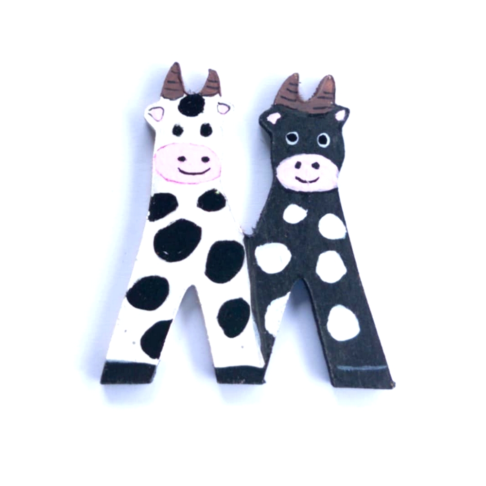 Lettre en bois la ferme M vache