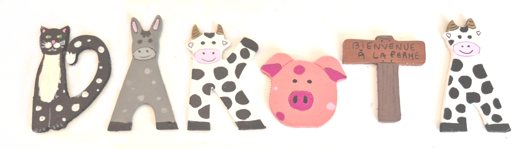 Lettre en bois la ferme K vache