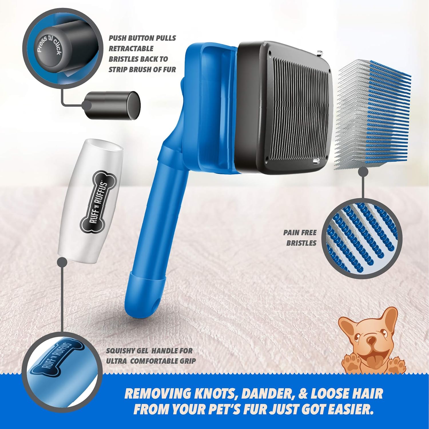 Ruff 'N Ruffus Self-Cleaning Slicker Brush