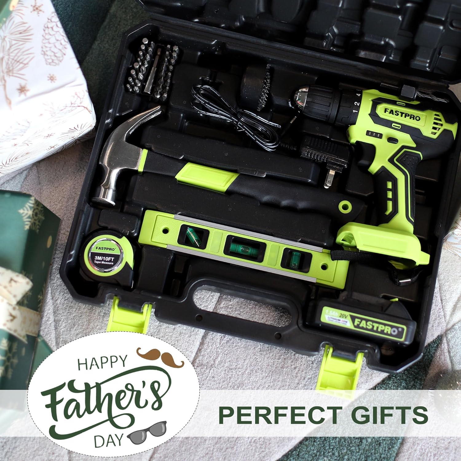 FASTPRO 177-Piece 20V Cordless Lithium-ion Drill Driver and Home Tool Set