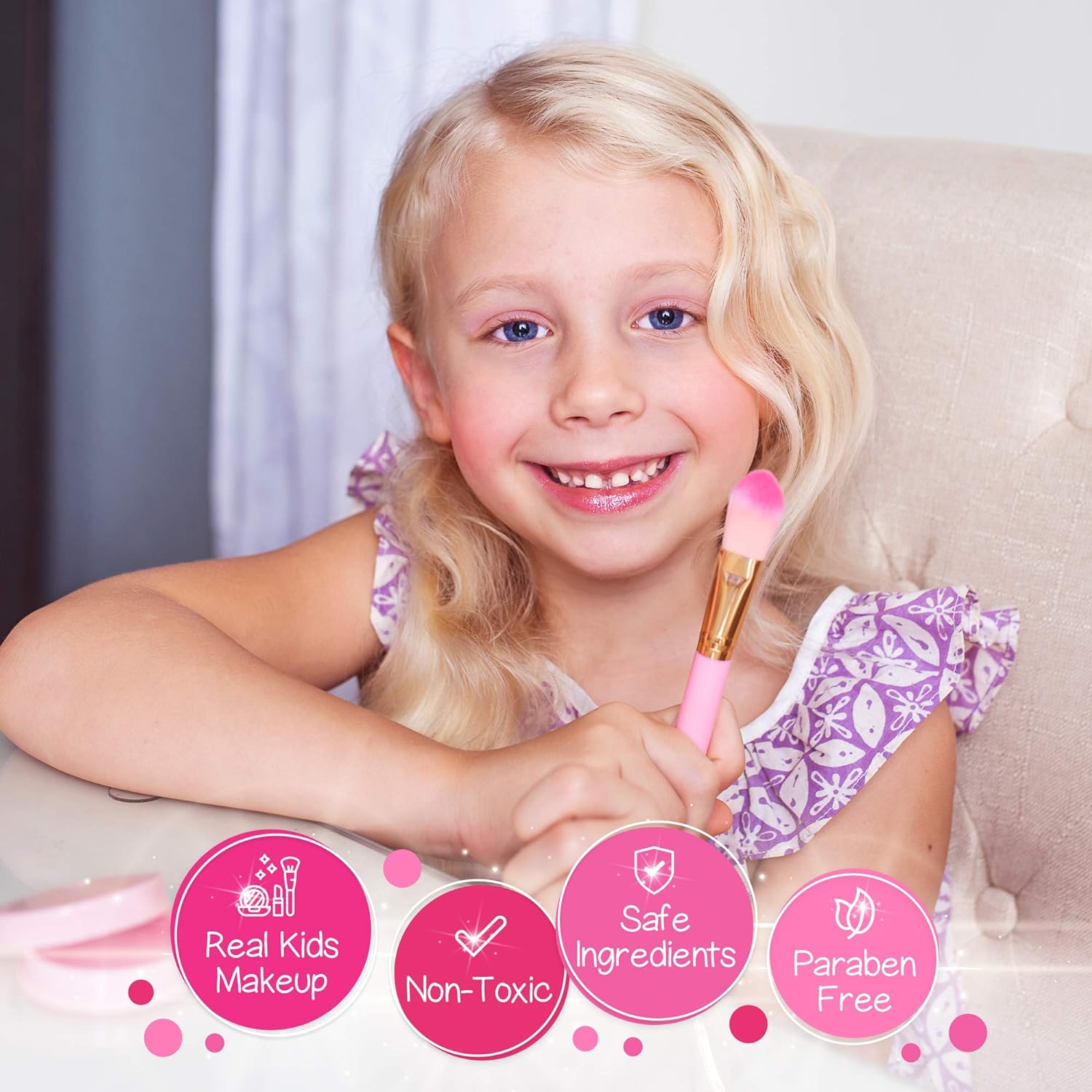Kids Real Makeup Kit for Little Girls: with Pink Unicorn Purse 