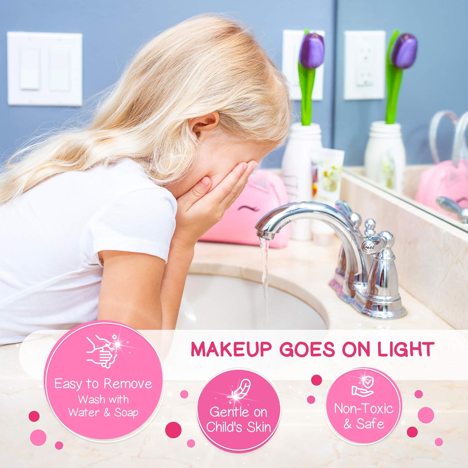 Kids Real Makeup Kit for Little Girls: with Pink Unicorn Purse 