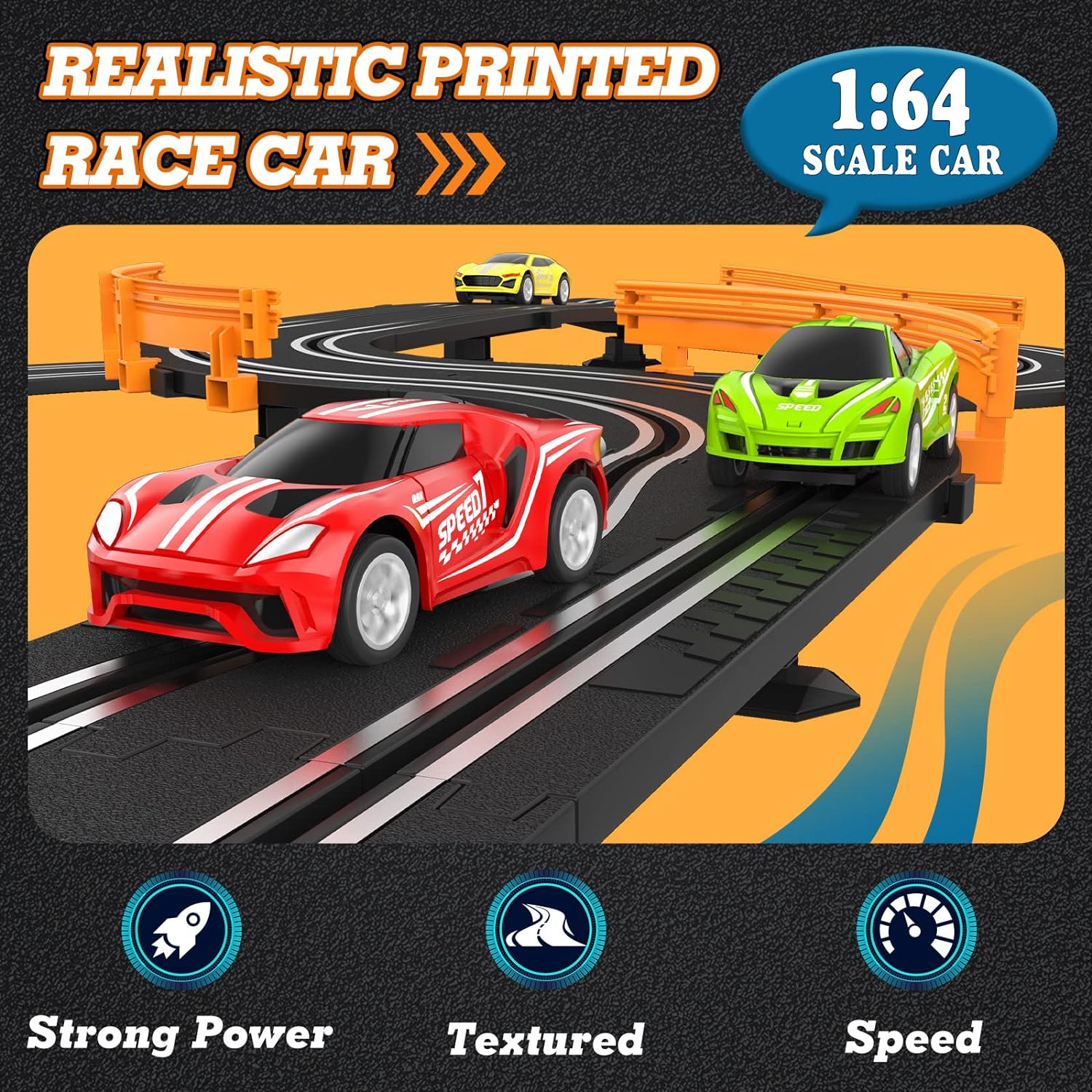 Slot Car Race Track Sets with 4 High-Speed Slot Cars