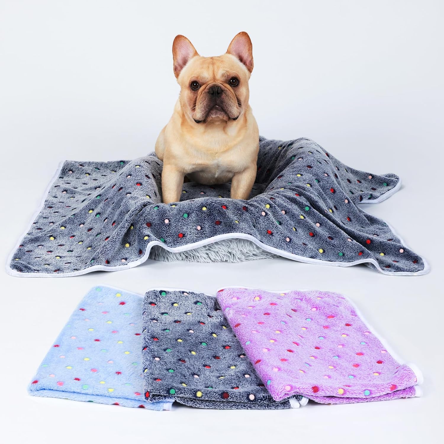 1 Pack 3 Blankets Super Soft Cute Dot Pattern 