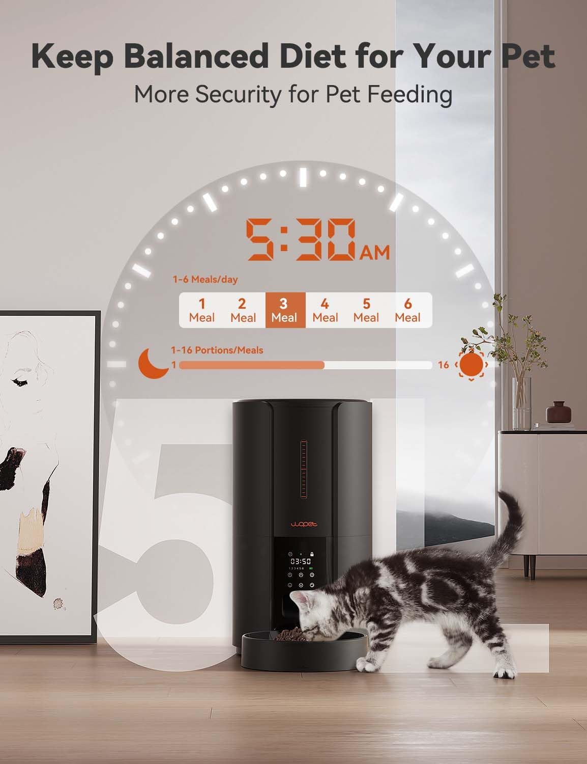 WOPET Automatic Cat Feeder,5L Automatic Cat Dry Food Dispenser