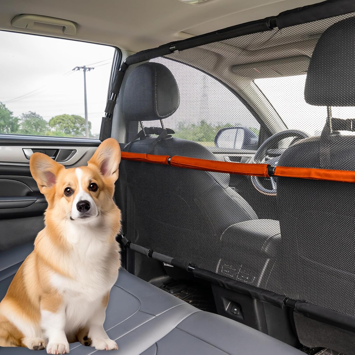 Dog Car Barrier, 50" Wide See Through Car Divider Back Seat for Cargo Area