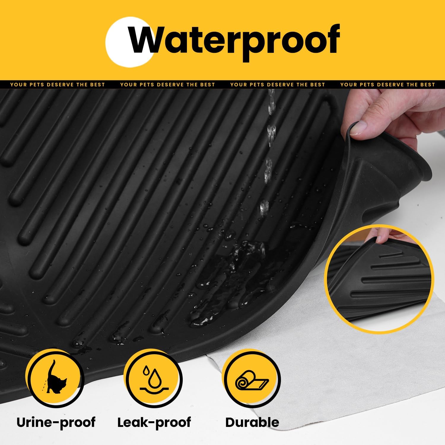 Silicone Cat Litter Mat, Rubber Litter Trapping Mat, Waterproof