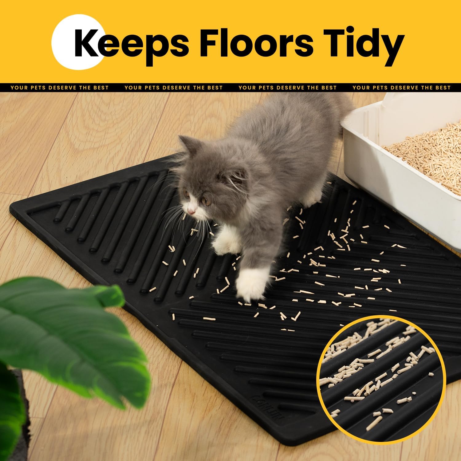 Silicone Cat Litter Mat, Rubber Litter Trapping Mat, Waterproof