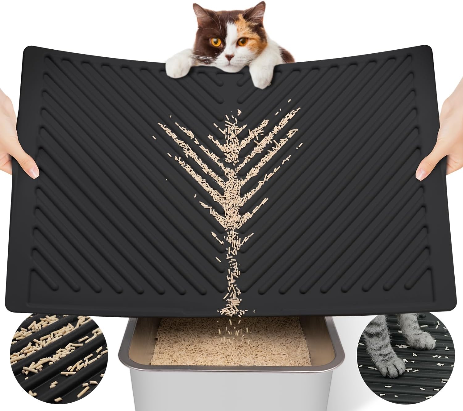 Silicone Cat Litter Mat, Rubber Litter Trapping Mat, Waterproof