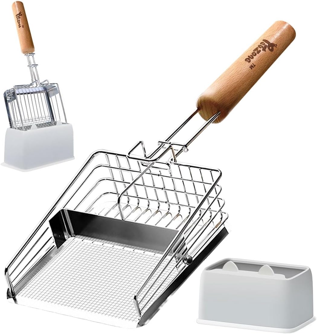 PETZONE Stainless Steel Cat Litter Scoop with Holder