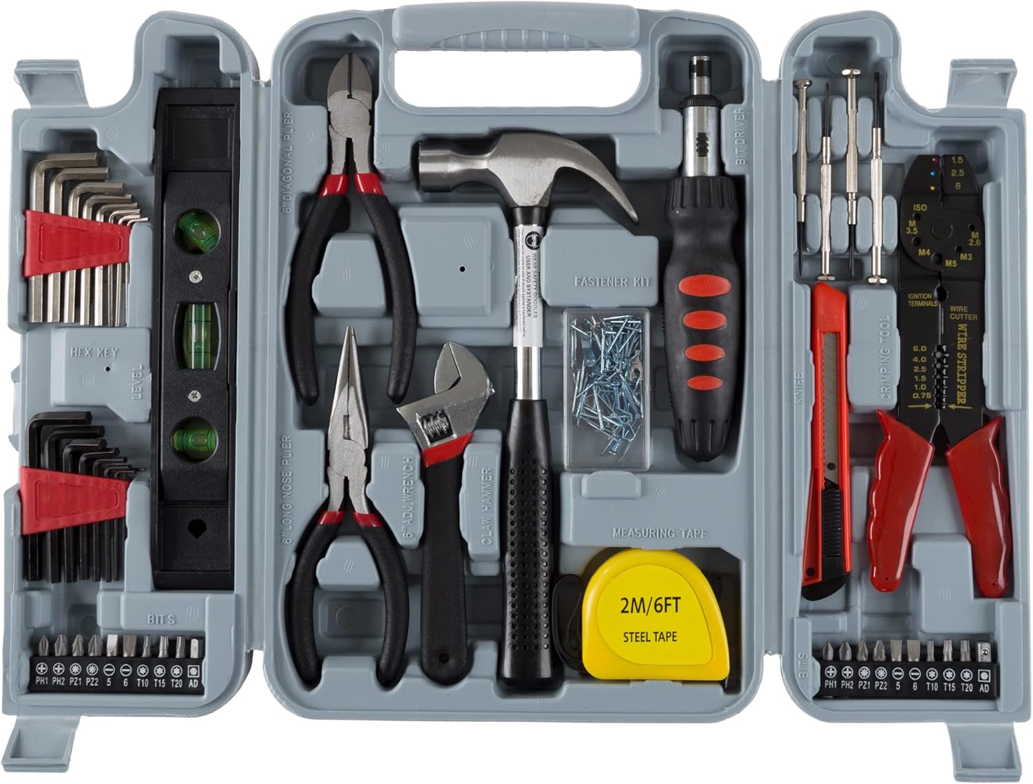 130-Piece Tool Set - Tool Kit With Hammer, Wrenches, Screwdriver, Pliers, and More 