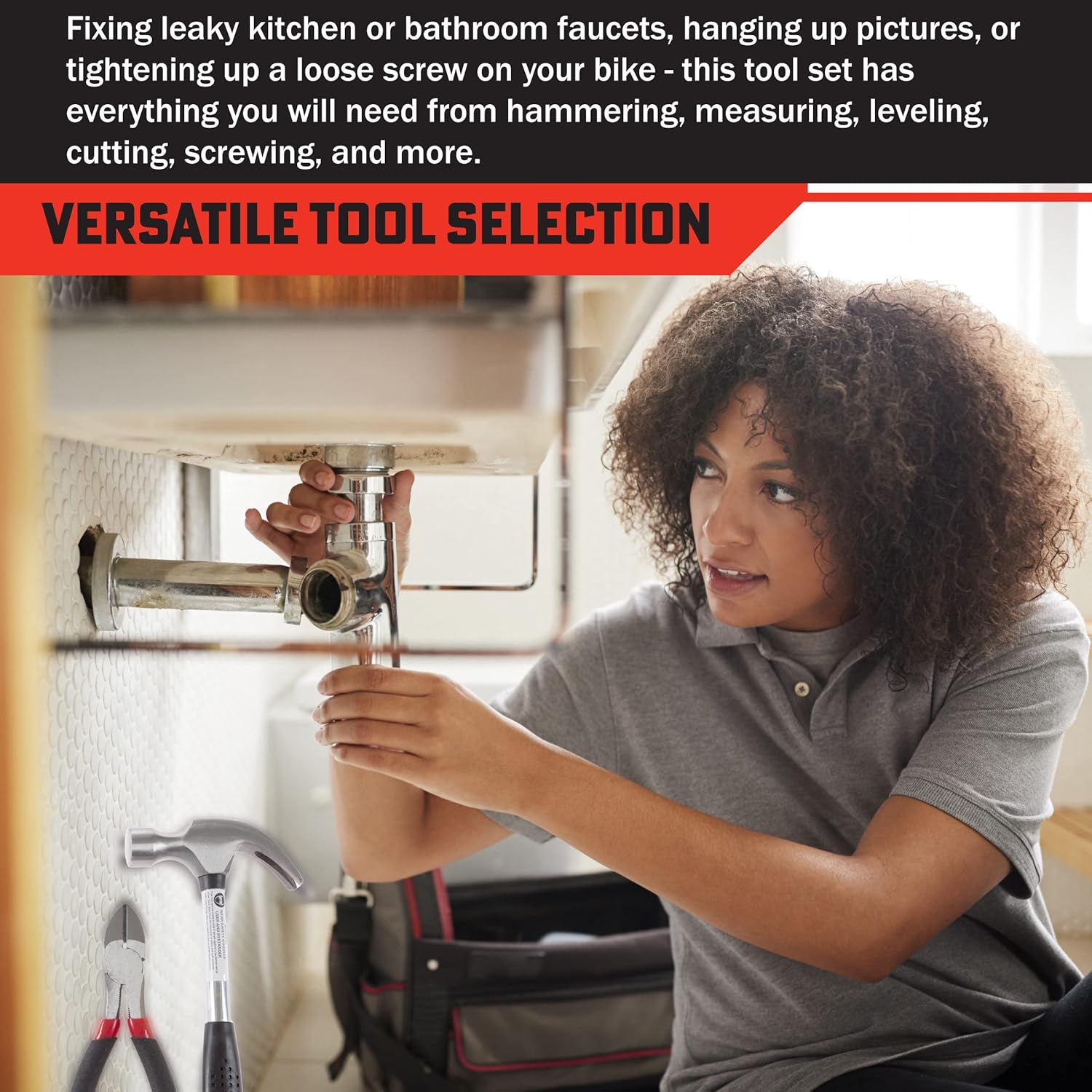 130-Piece Tool Set - Tool Kit With Hammer, Wrenches, Screwdriver, Pliers, and More 