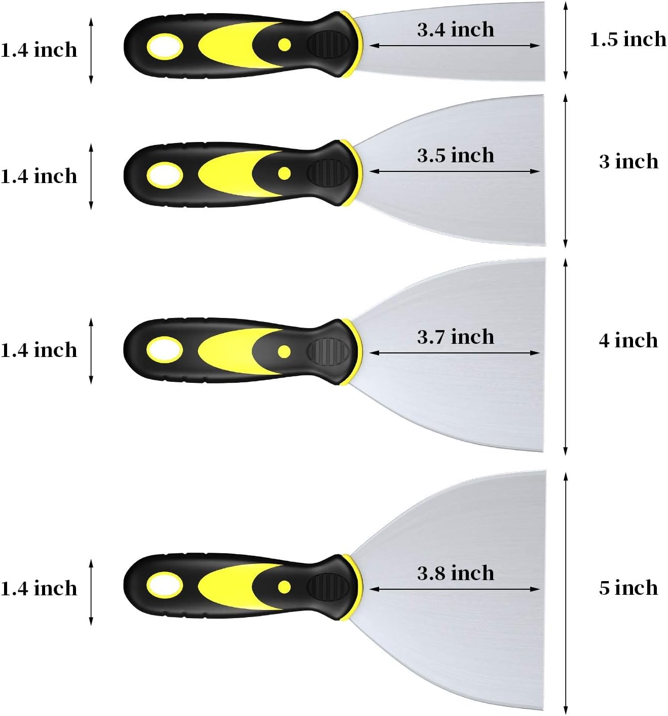 Putty Knife Scrapers, Spackle Knife, Metal Scraper Tool for Drywall Finishing