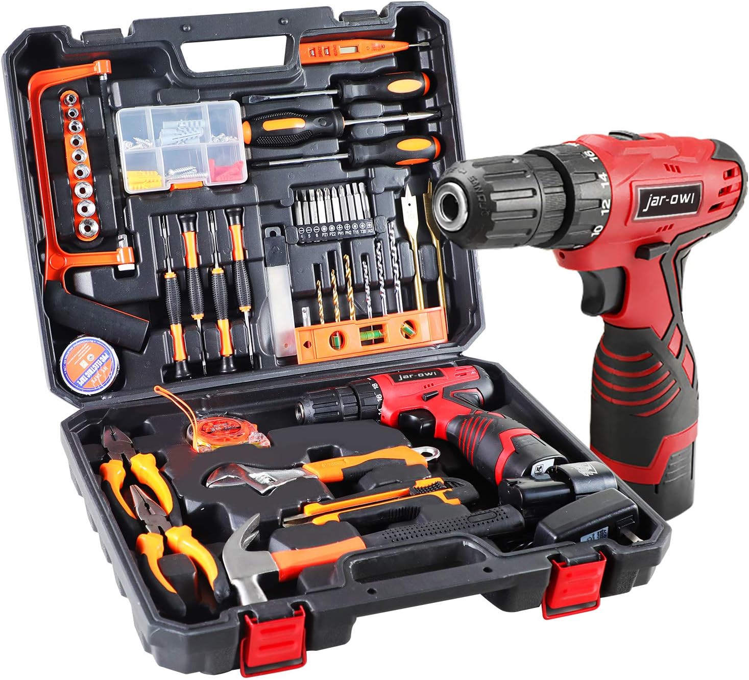 108 Piece Home Tool Kit with Drill,16.8V Cordless Drill Driver with Drill Bit Set