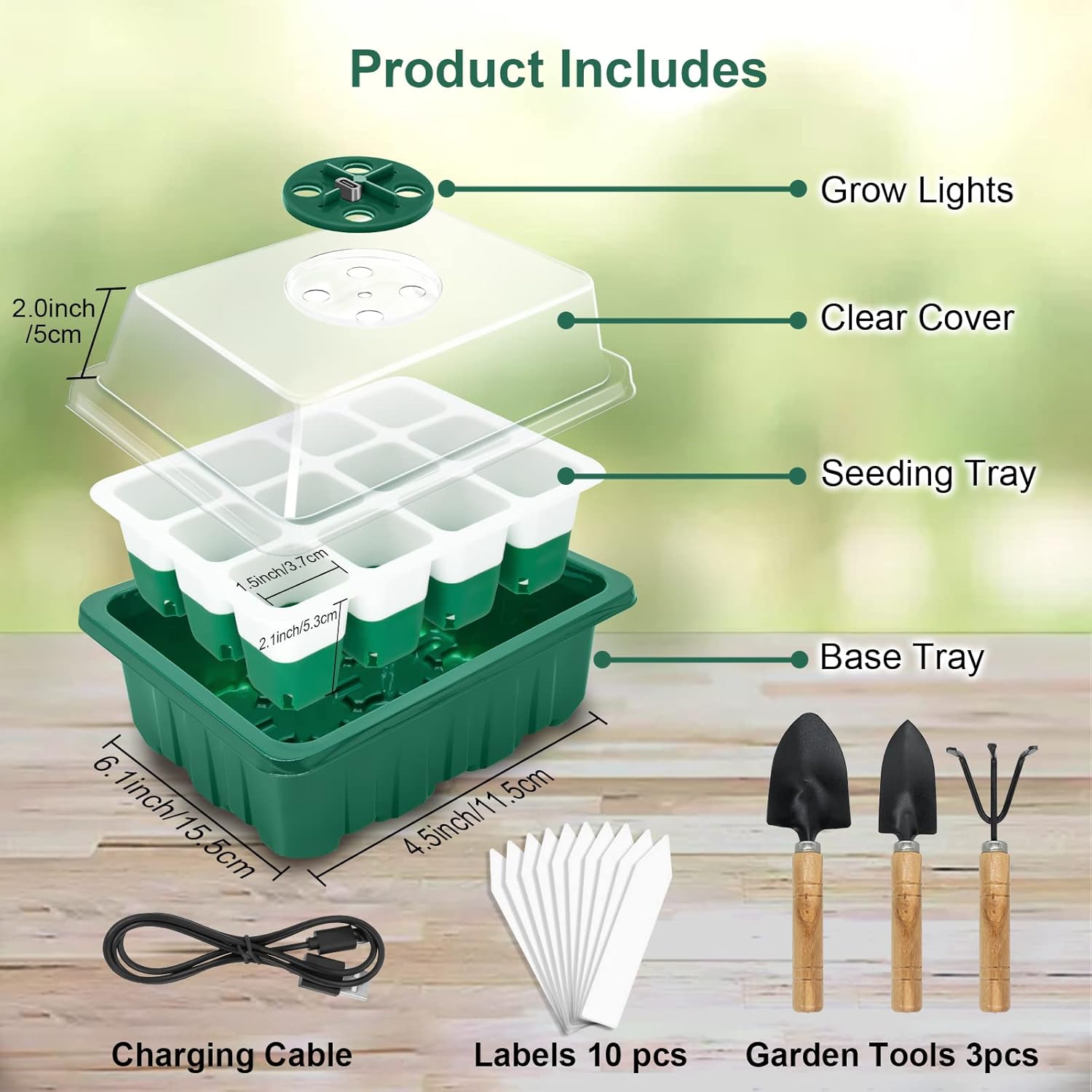 Starter Tray with Grow Light, 12 Flexible Pop-Out Cells