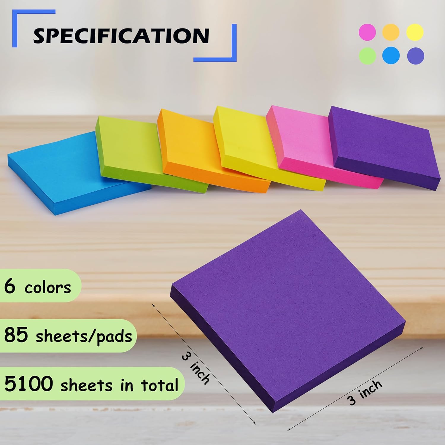 Sticky Notes Bulk, Woswel Sticky Notes 3 x 3 