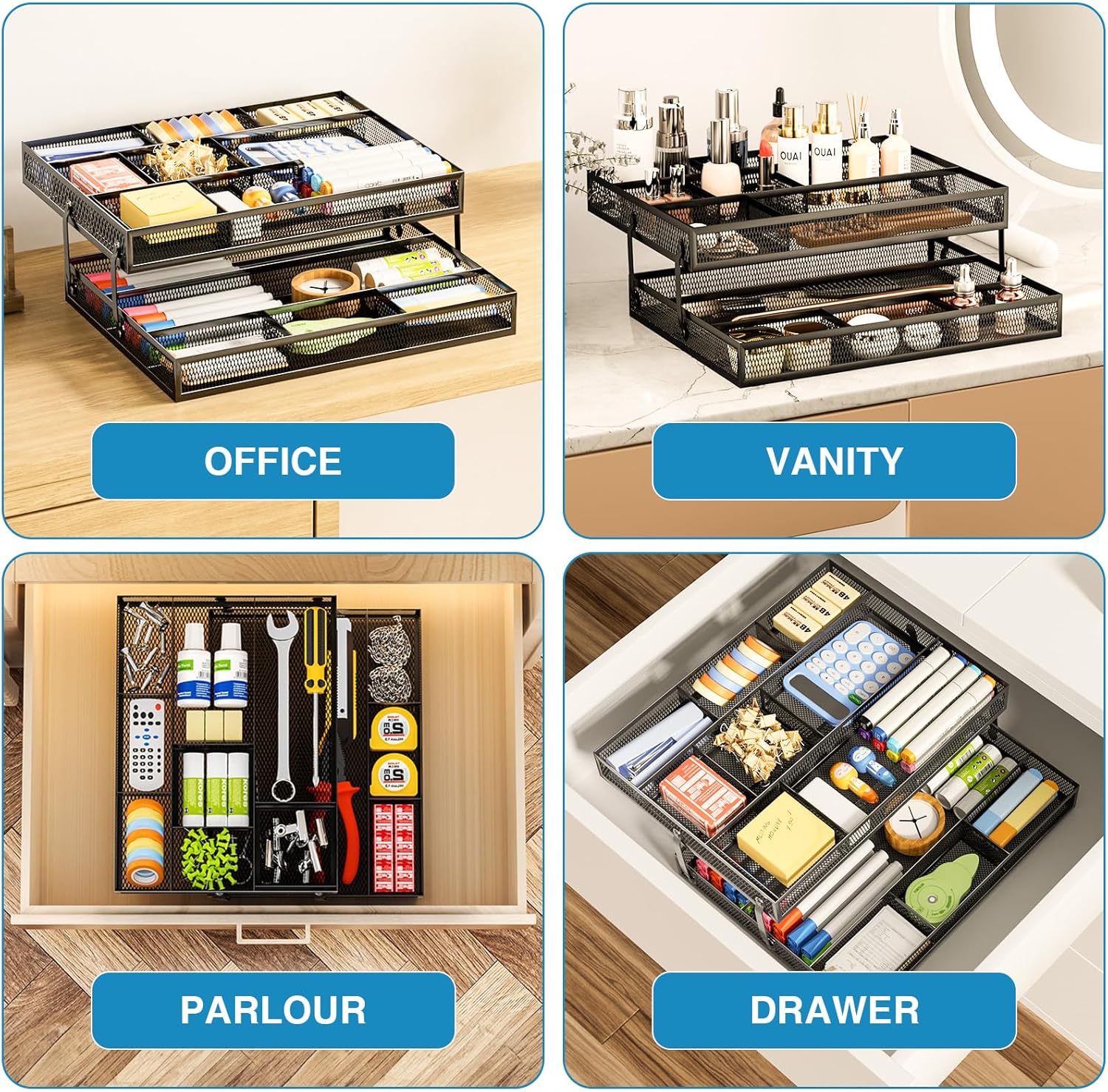 Marbrasse 2 Tier Desk Drawer Organizer