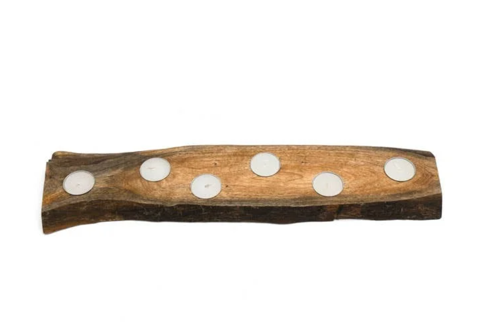 Rustic Mango Wood Candle Holder