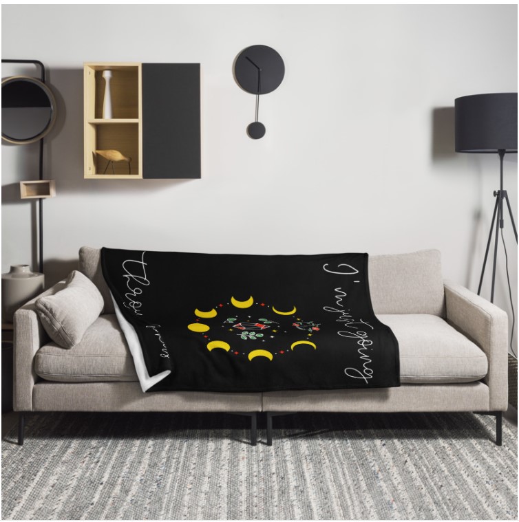 Moon Cycle I'm Just Going Through a Phase Throw Blanket 50"x 60"