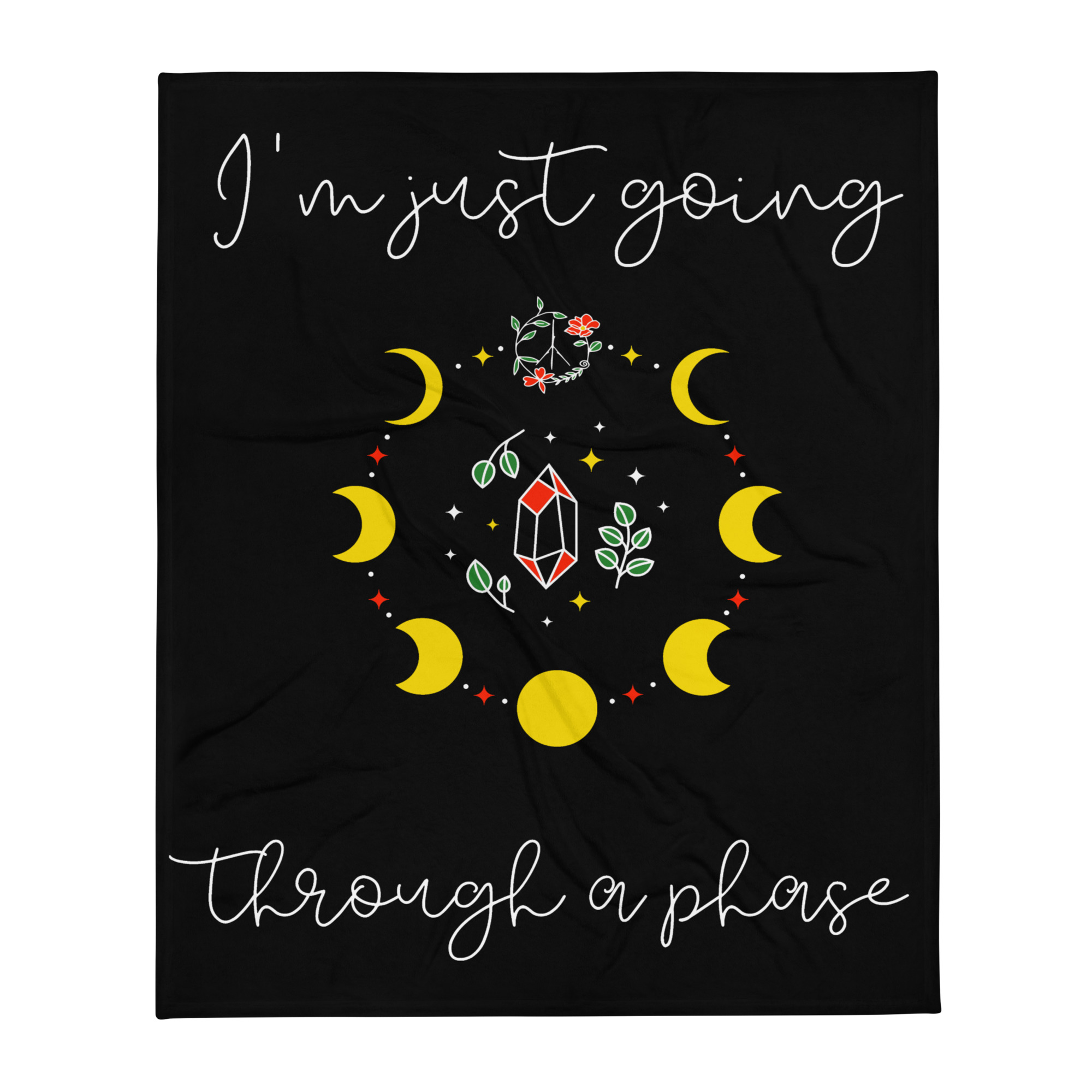 Moon Cycle I'm Just Going Through a Phase Throw Blanket 50"x 60"