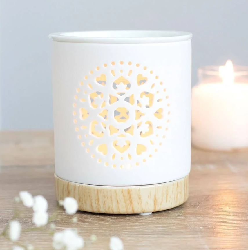 White Mandala Cut Out Oil/Wax Melt Burner