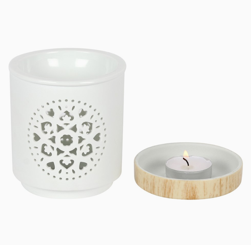 White Mandala Cut Out Oil/Wax Melt Burner