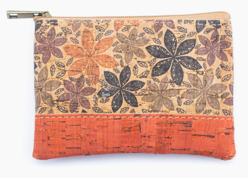 Flower Pattern Vegan Cork Change Purse