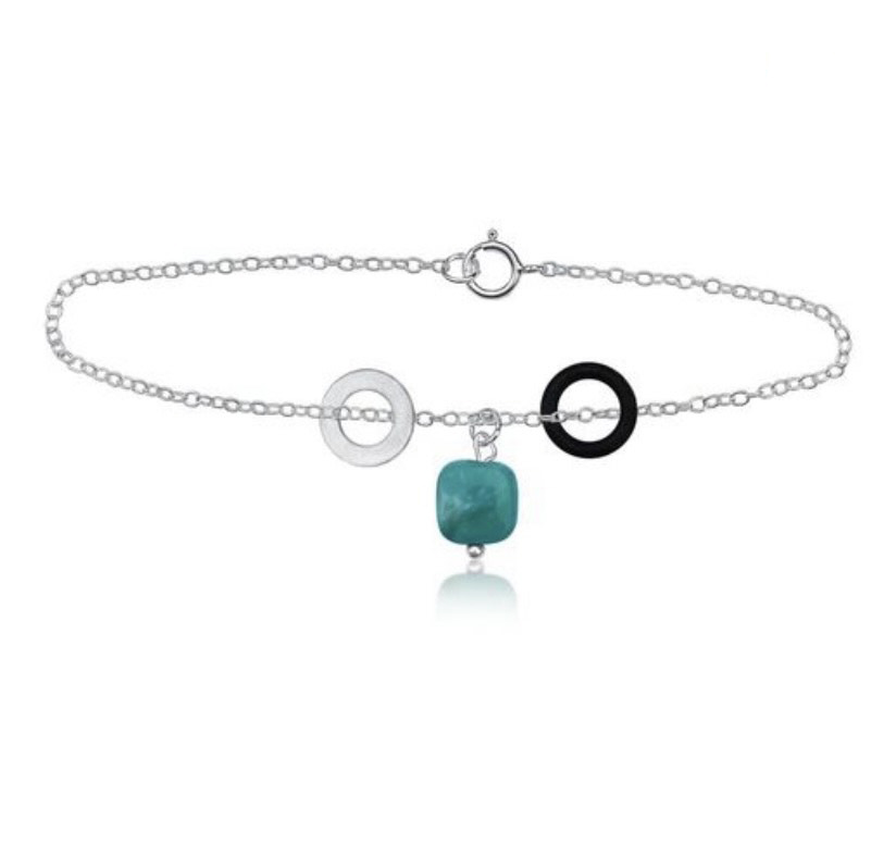Zero Waste Charm Bracelet with Up-recycled Scuba Gear Parts and Gem Stone