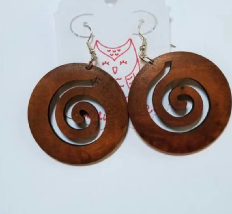 Wooden Spiral Earrings