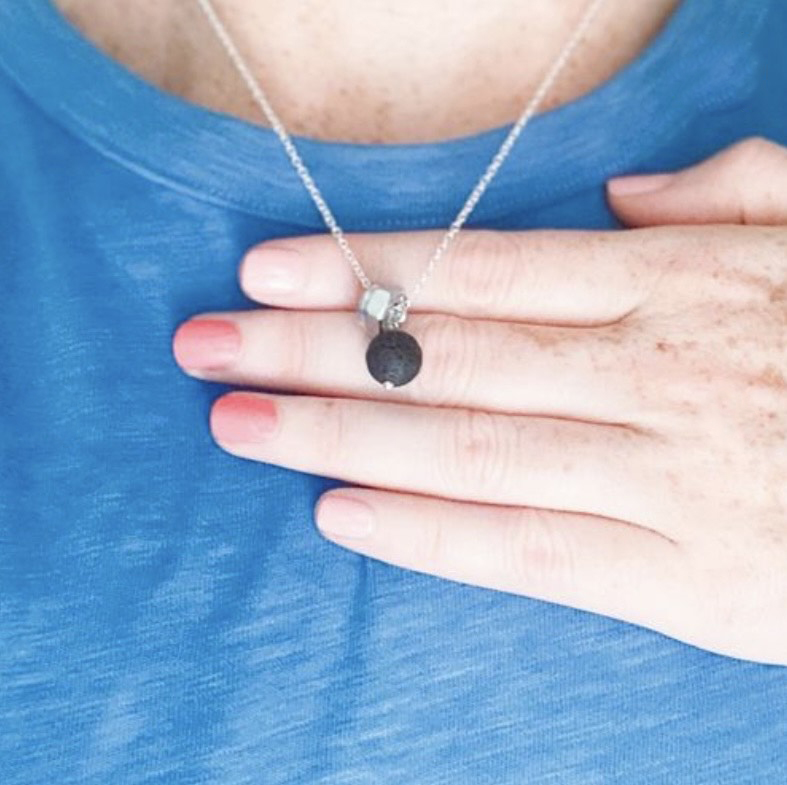 Zero Waste Charm Necklace with Lava Stone