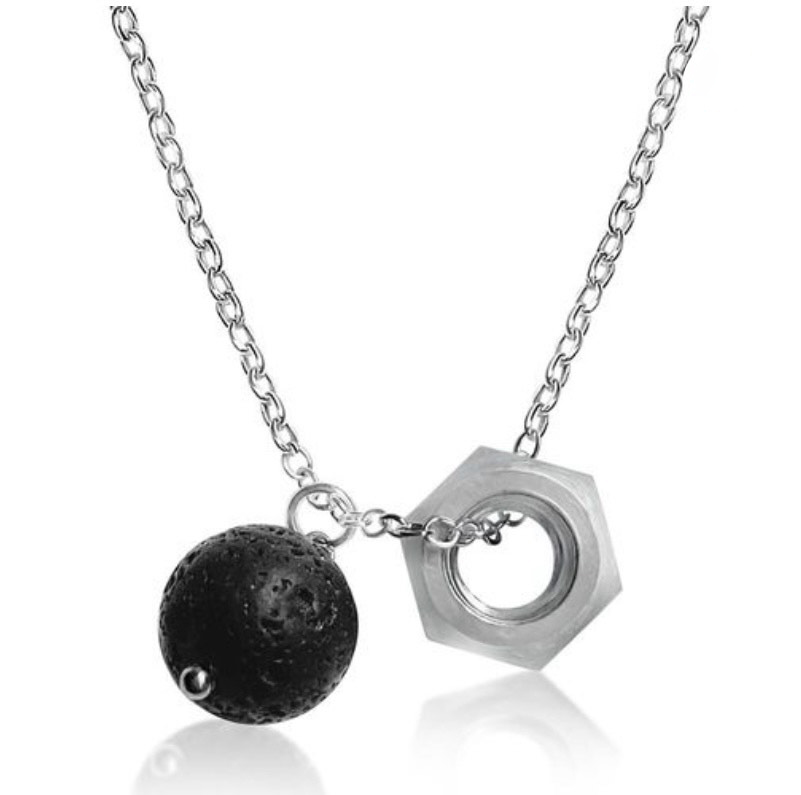 Zero Waste Charm Necklace with Lava Stone