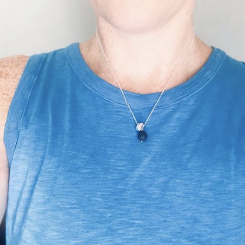 Zero Waste Charm Necklace with Lava Stone