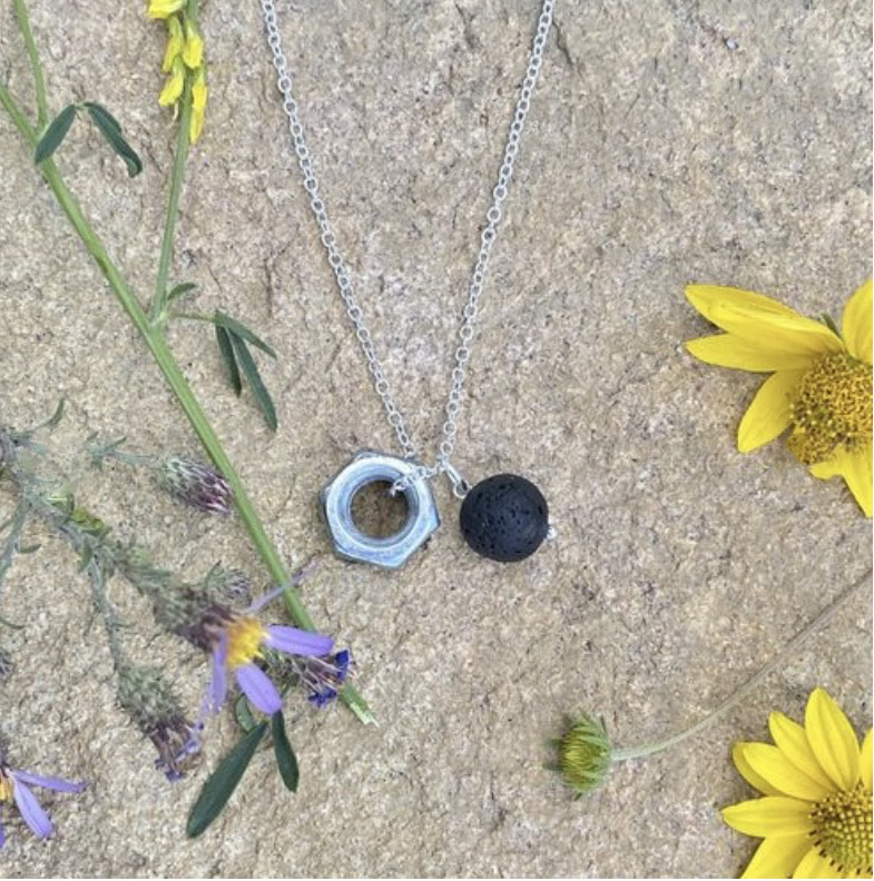 Zero Waste Charm Necklace with Lava Stone