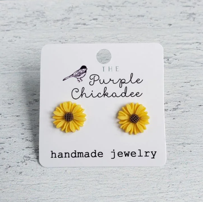Sunflower Acrylic Earrings - Titanium Hypoallergenic