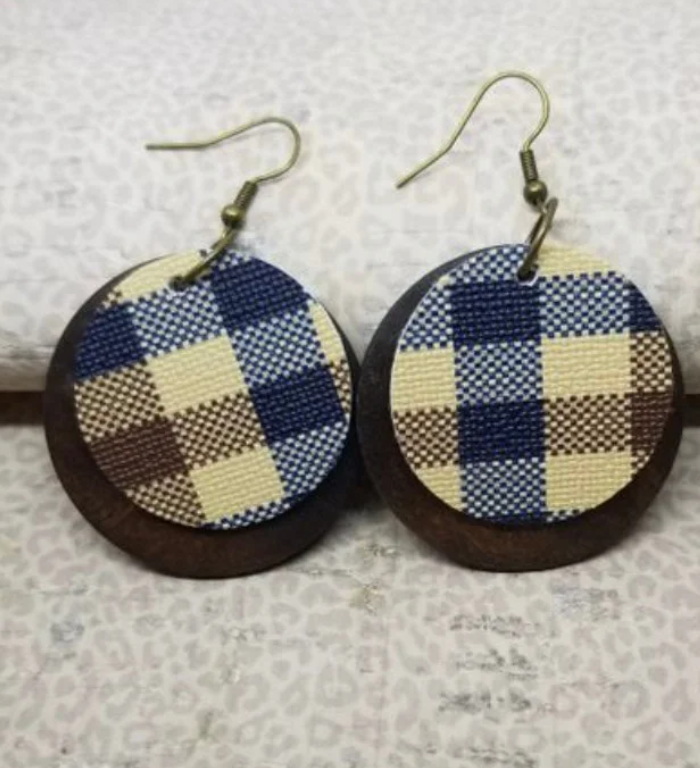 Plaid Wooden Earrings