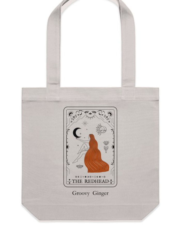 "THE REDHEAD" Tarot Card Large Canvas Tote