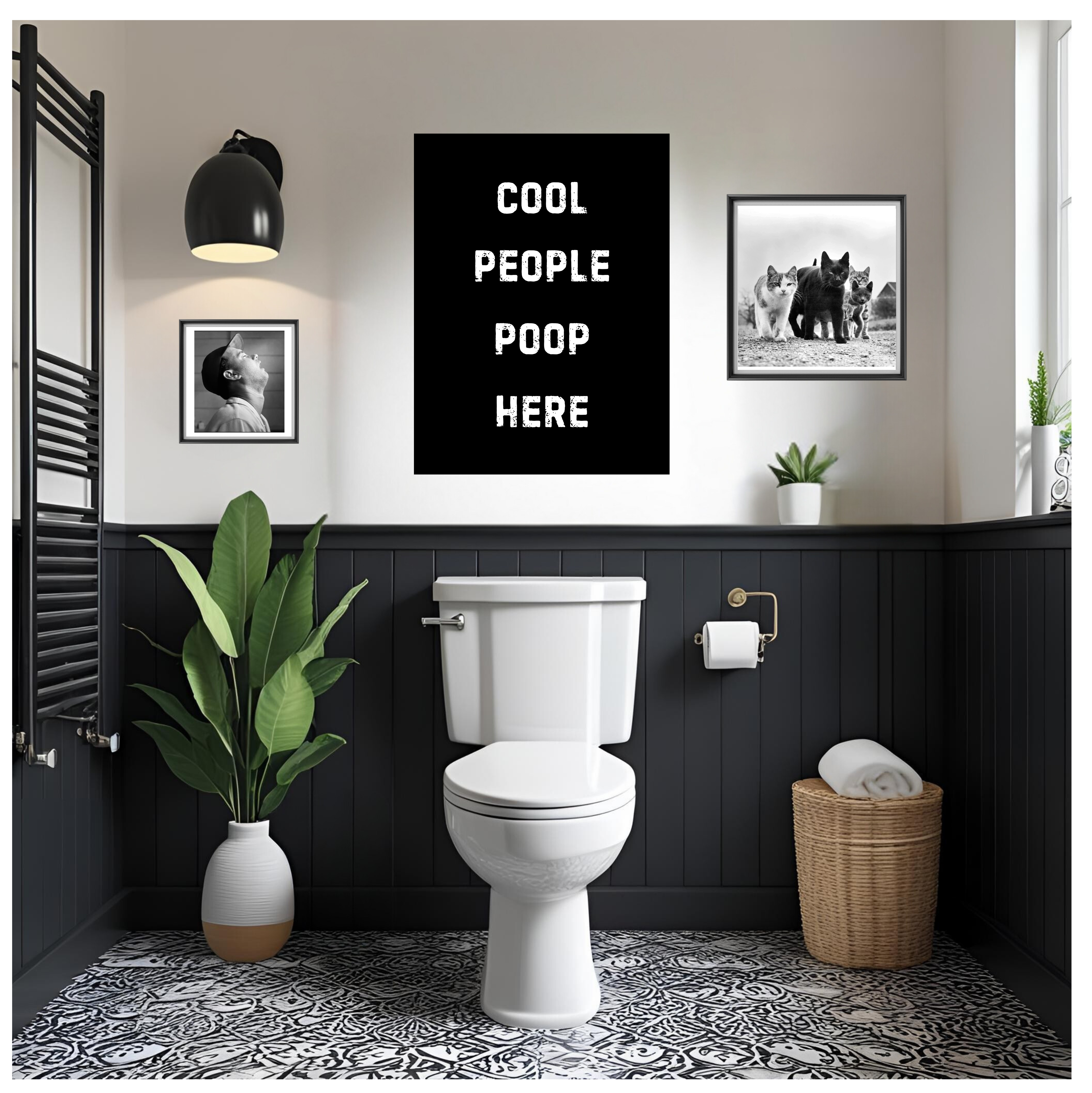 Cool People Poop Here –  18'x24' Bathroom Canvas