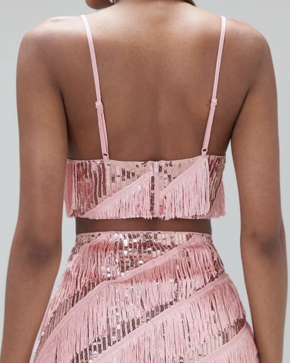 Blush Fringe Sequin Set