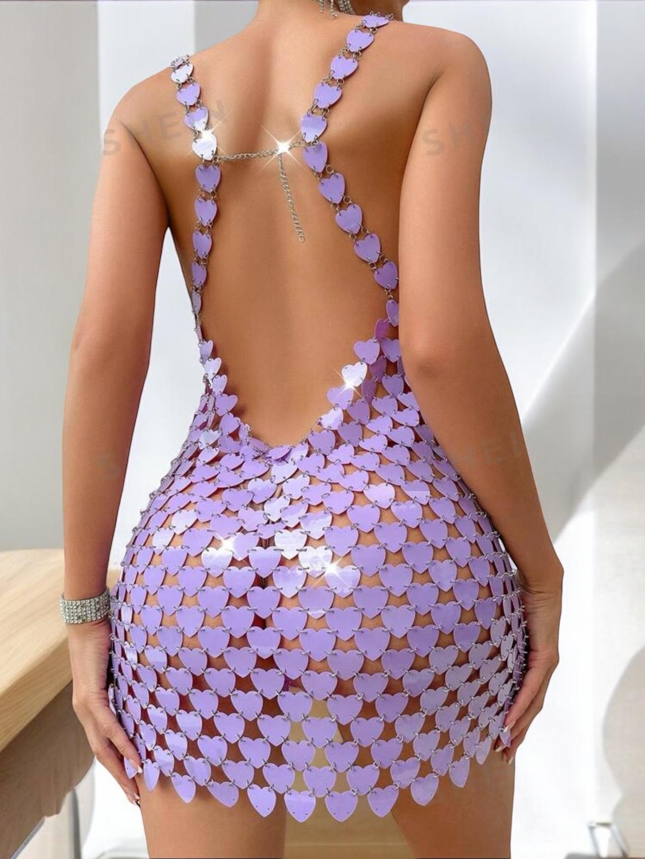 Handcrafted Heart Sequin Dress.