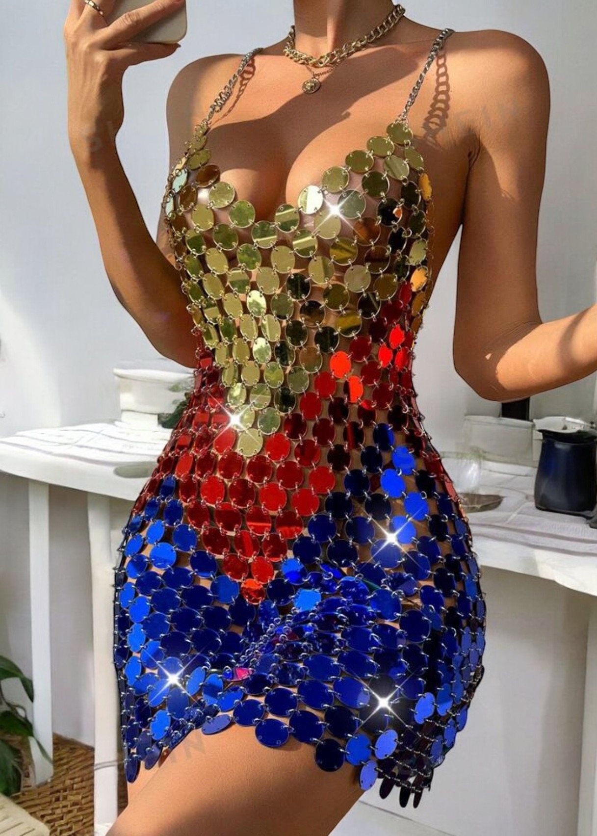 Multicolor Sequin Mini Dress