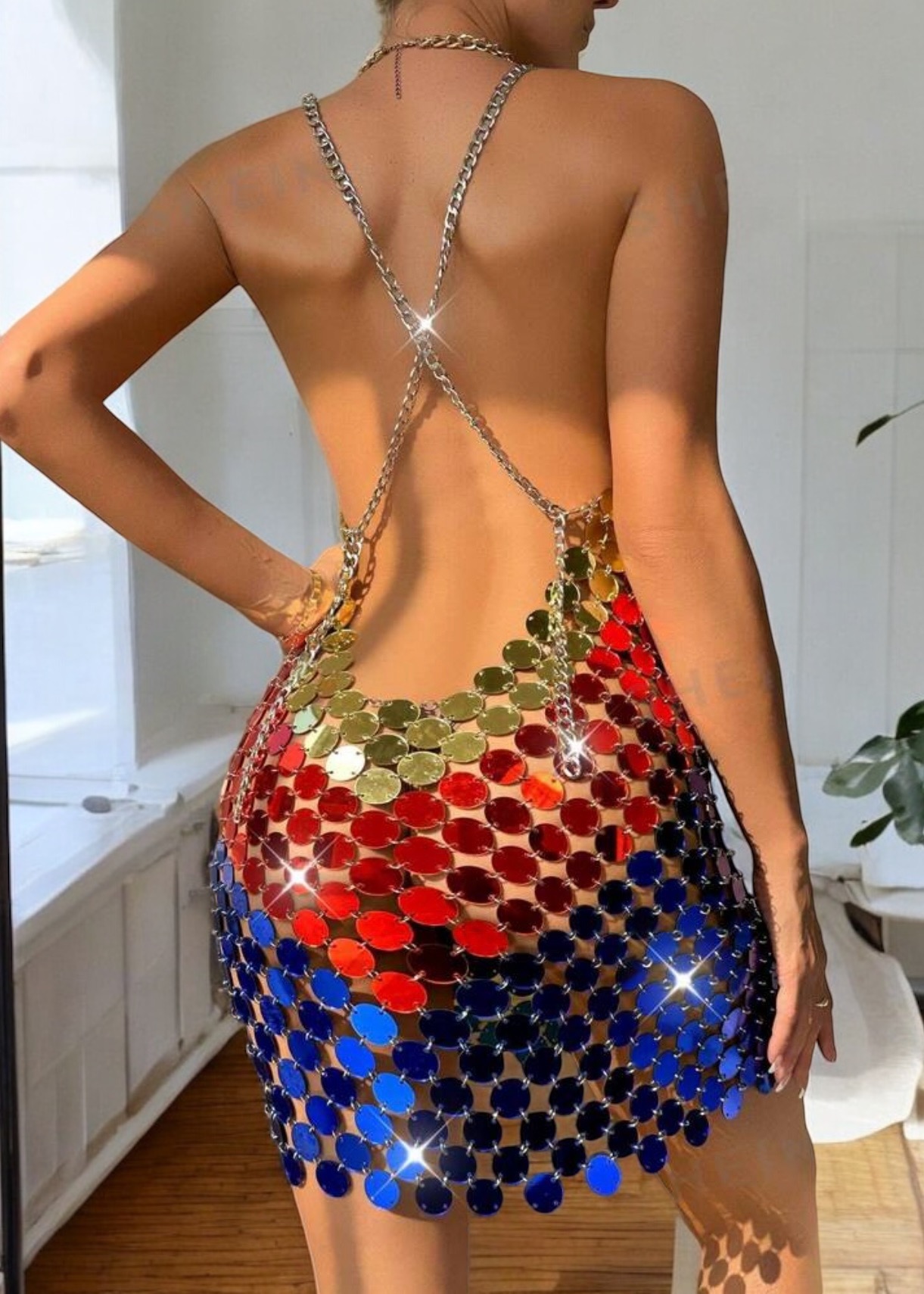 Multicolor Sequin Mini Dress