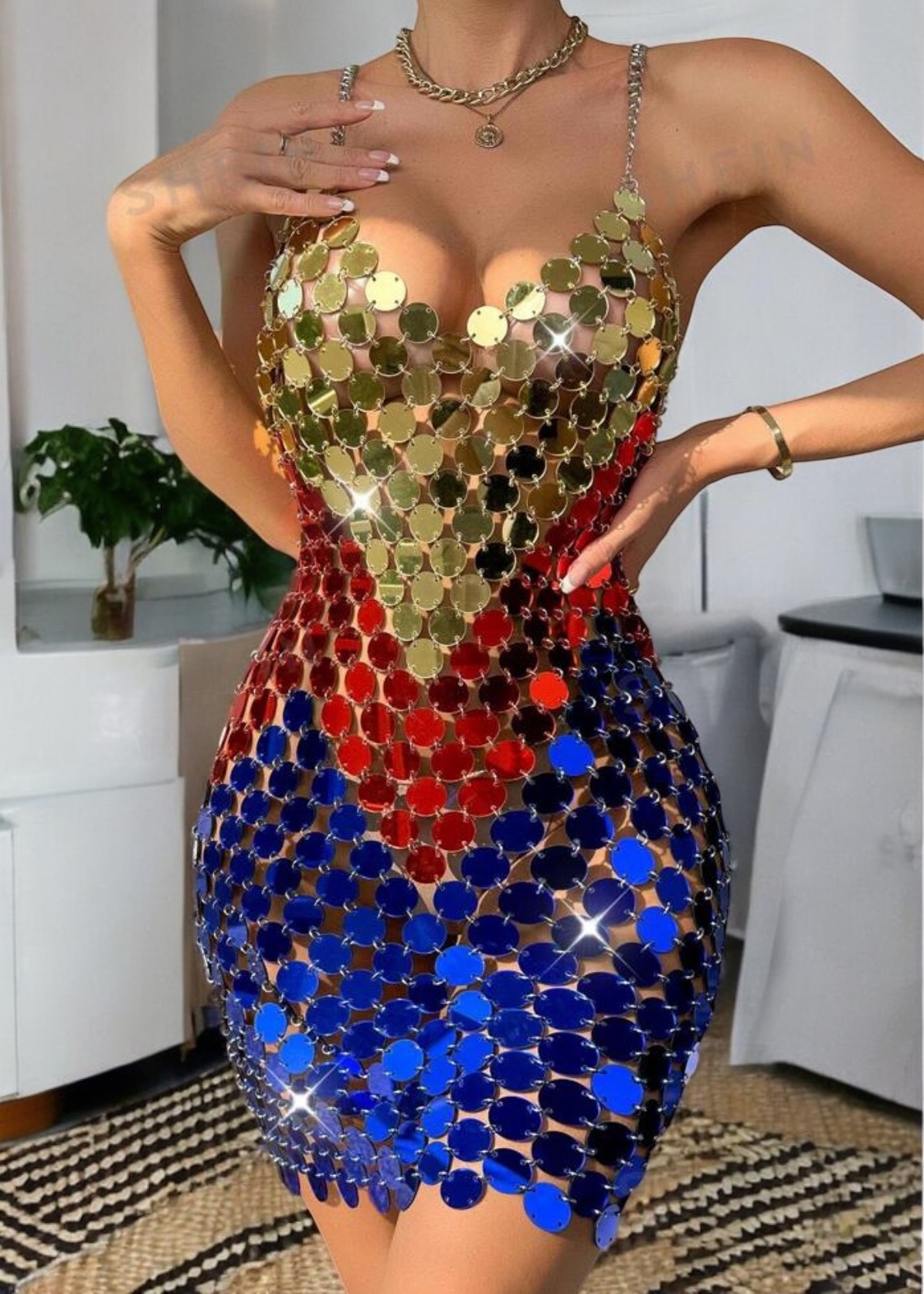 Multicolor Sequin Mini Dress