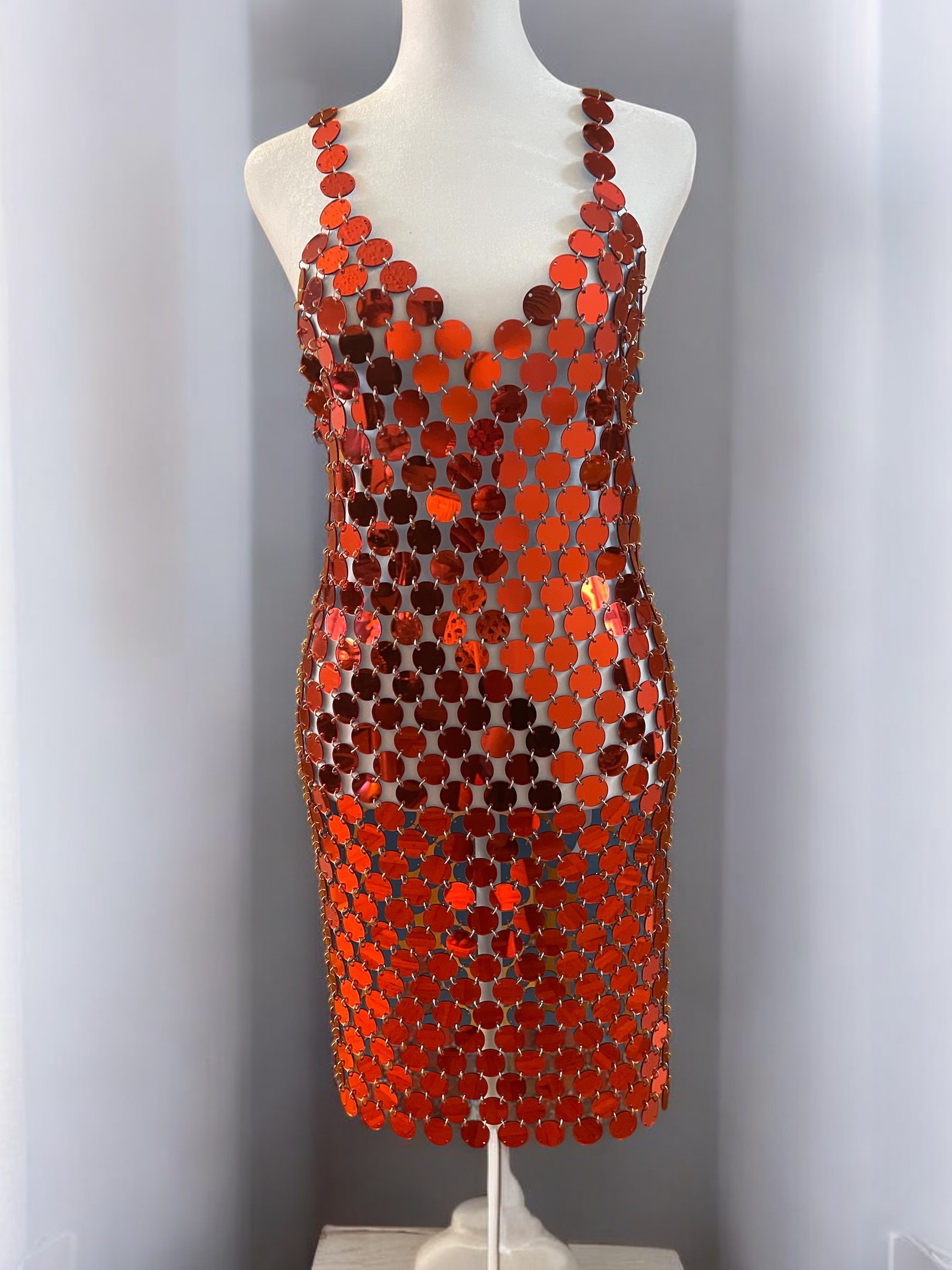 Red Mirror Sequin Bodycon Dress