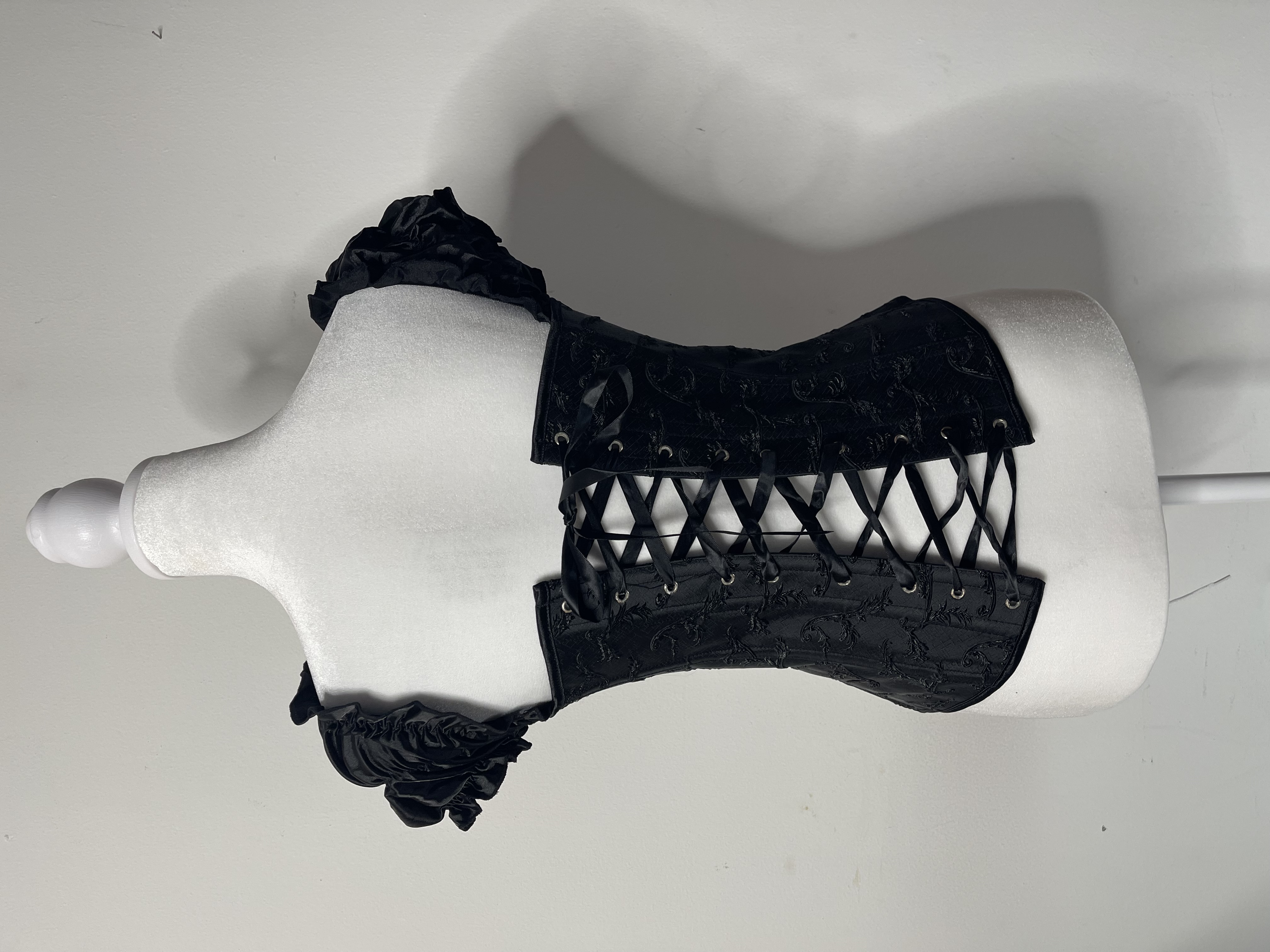 Black Satin Lace-Up Corset