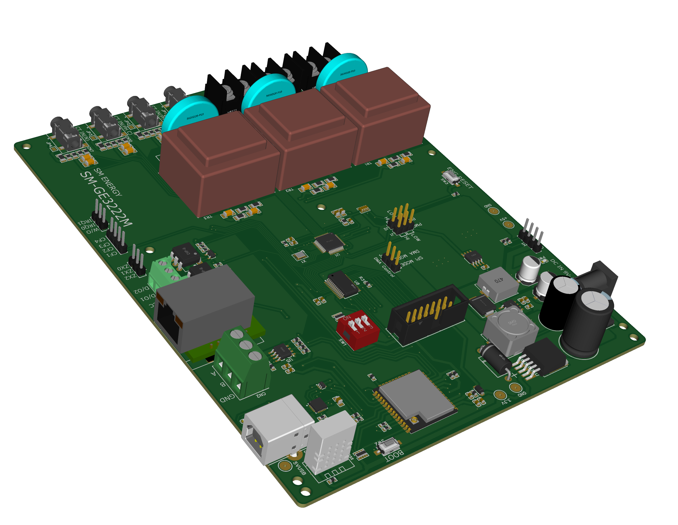 Advanced Arduino Programmable WiFi Smart Energy Meter: RS485 Modbus RTU, Ethernet, USB, 390-500V AC 100A Monitor with LCD Display & Split Core CT