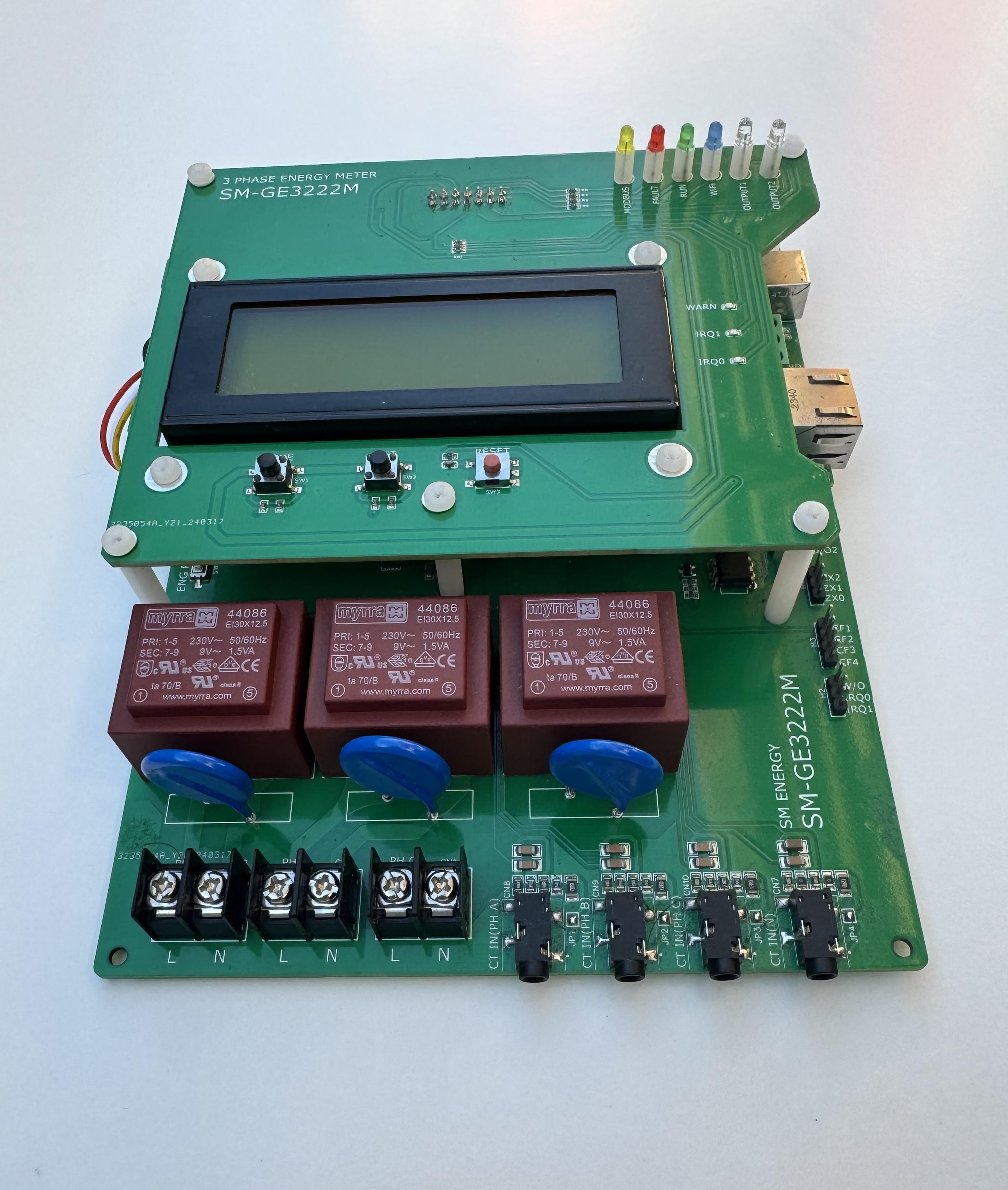 Advanced Arduino Programmable WiFi Smart Energy Meter: RS485 Modbus RTU, Ethernet, USB, 390-500V AC 100A Monitor with LCD Display & Split Core CT