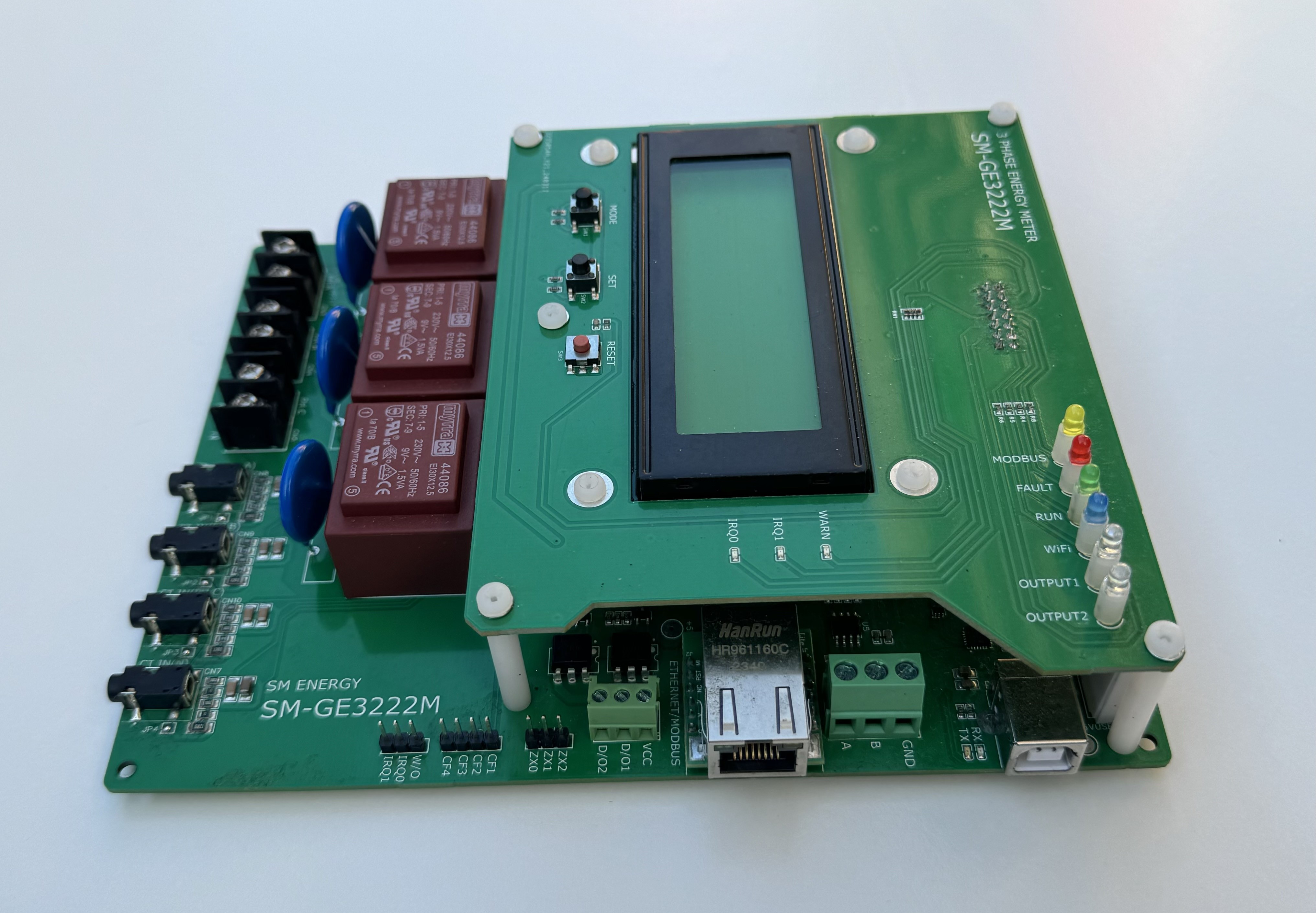 Advanced Arduino Programmable WiFi Smart Energy Meter: RS485 Modbus RTU, Ethernet, USB, 390-500V AC 100A Monitor with LCD Display & Split Core CT